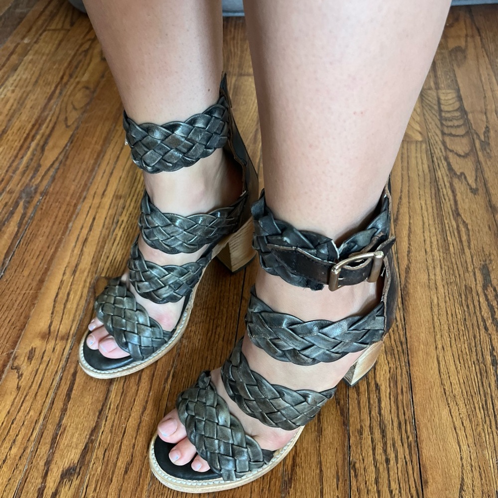 Free bird olive braided heels